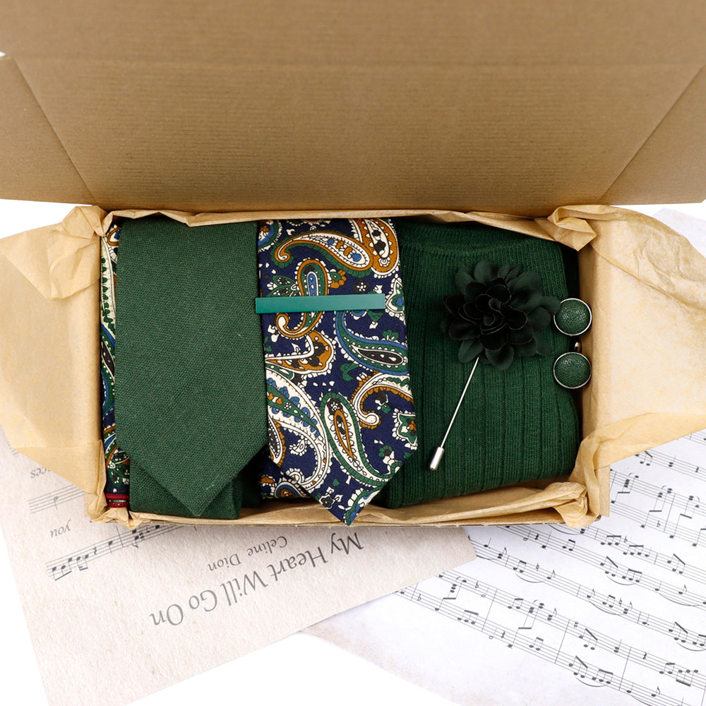 Emerald and Paisley Green Sock and Tie Groom Set - Jack and Miles