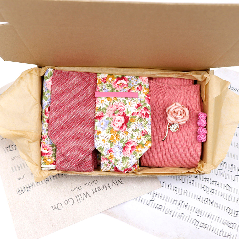 Floral and Pink Wedding Groom Set - Jack and Miles