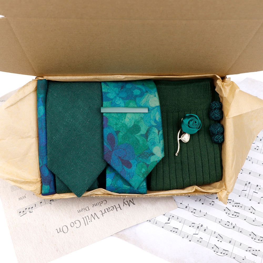 Emerald and Teal Sock and Tie Groom Set - Jack and Miles