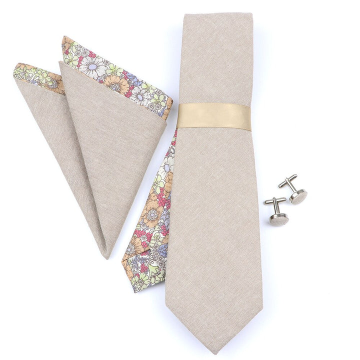 The Taupe Tie Set and Cuff Links - Jack and Miles