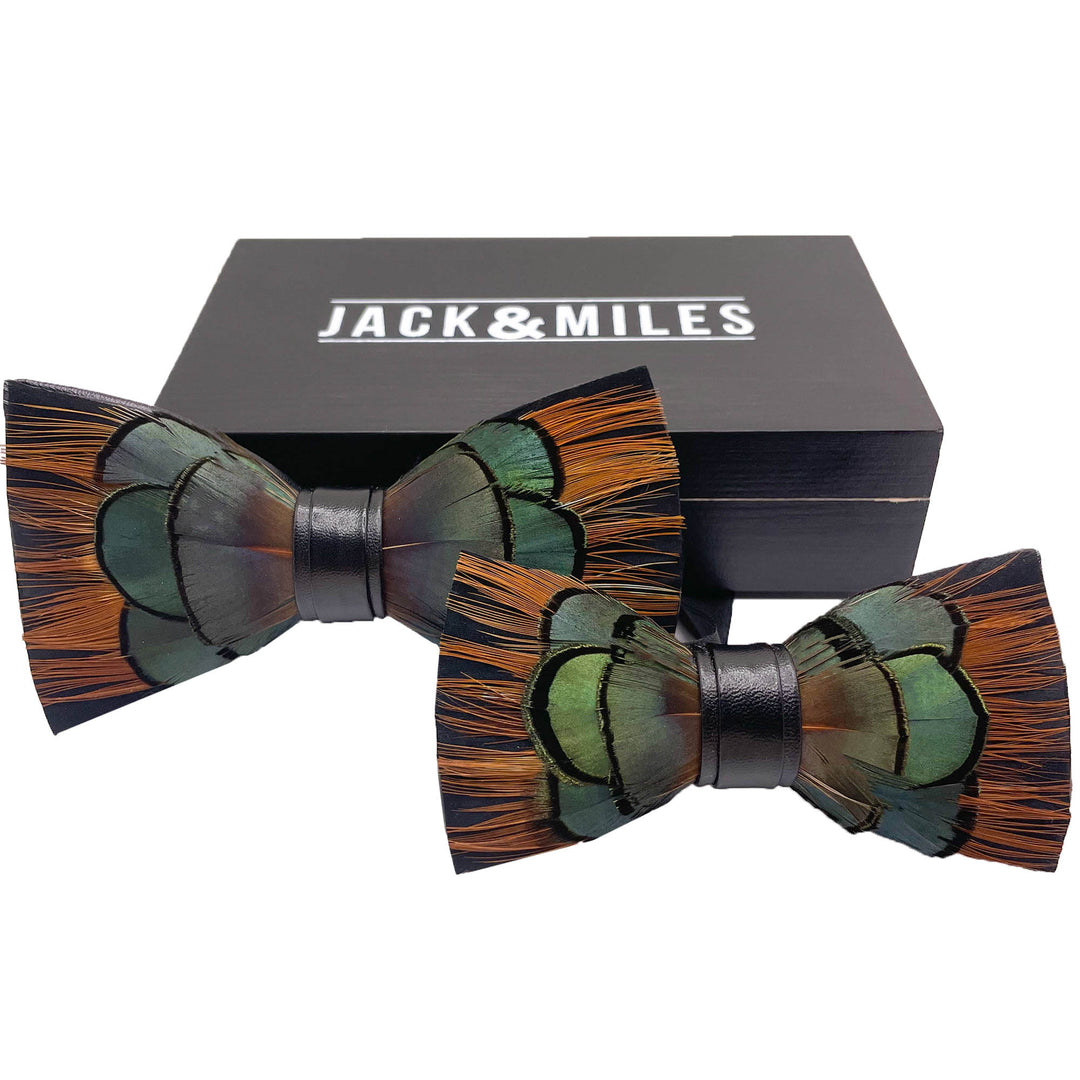 The Weston Adult and Kid Feather Tie Set - Jack and Miles