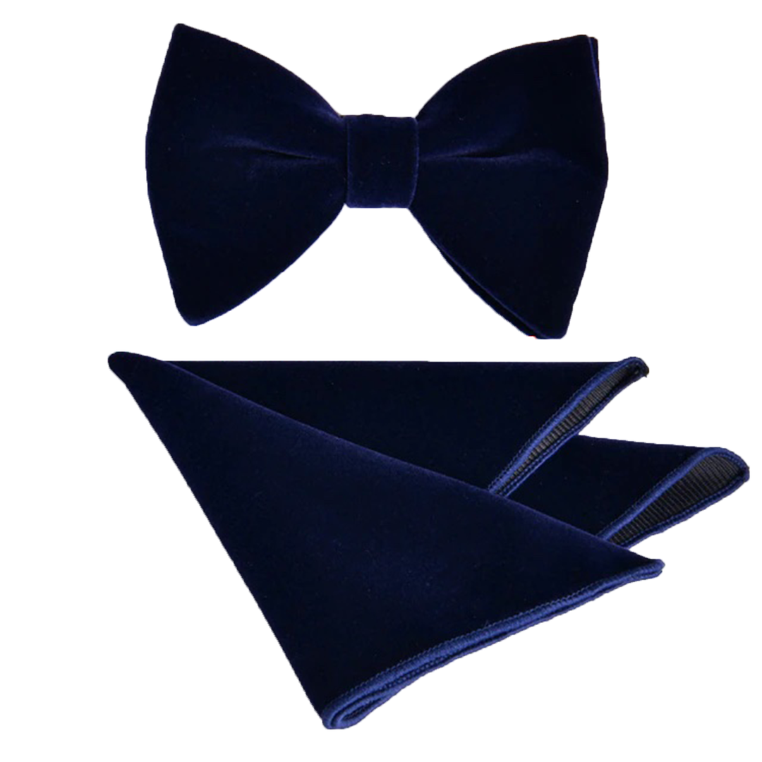 Navy Blue Velvet Bow Tie Wedding Set - Jack and Miles