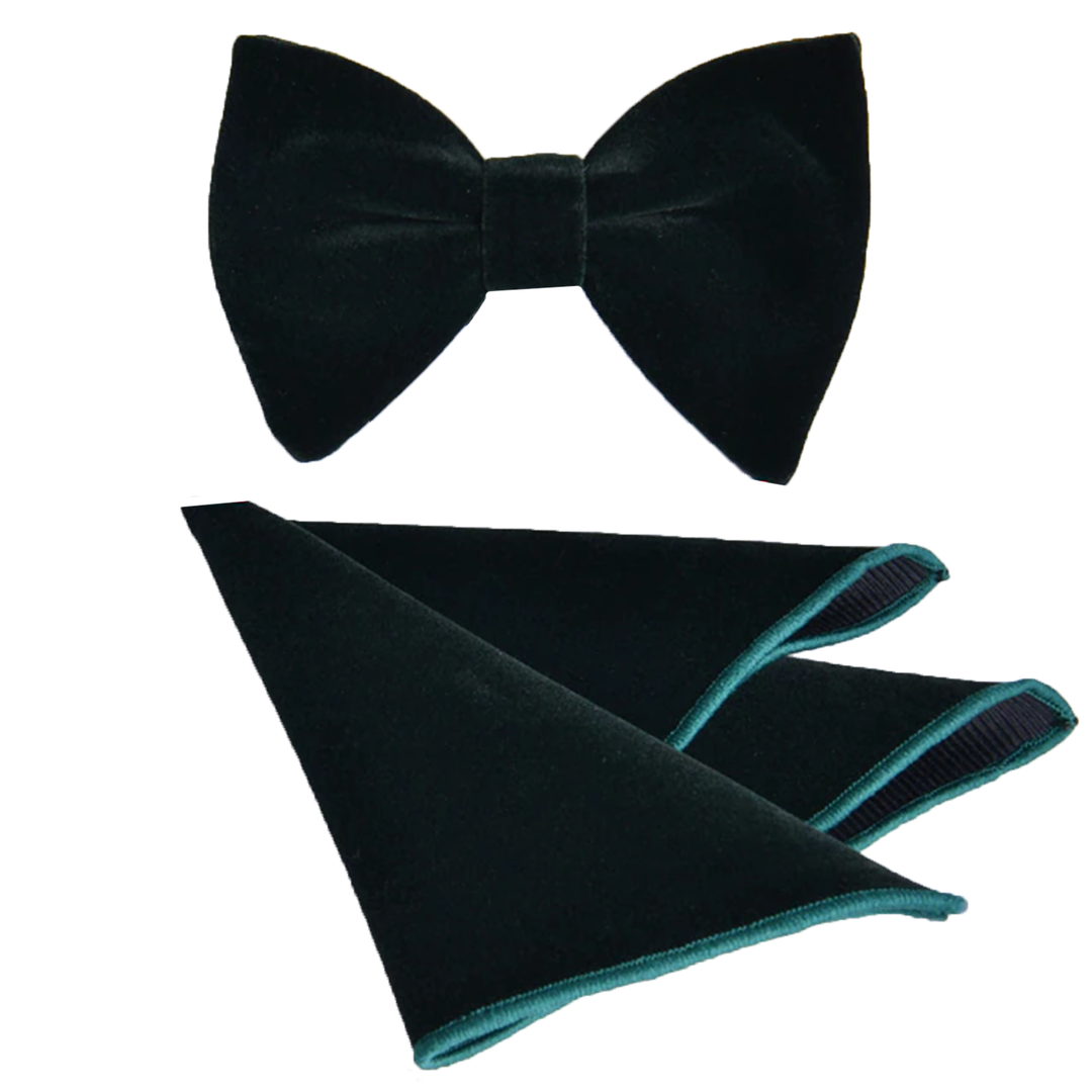 Dark Green Velvet Bow Tie Wedding Set - Jack and Miles