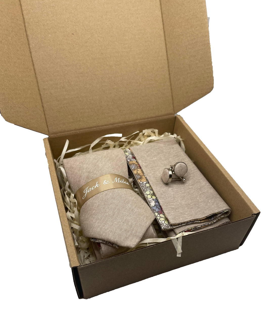 The Taupe Tie Set and Cuff Links - Jack and Miles