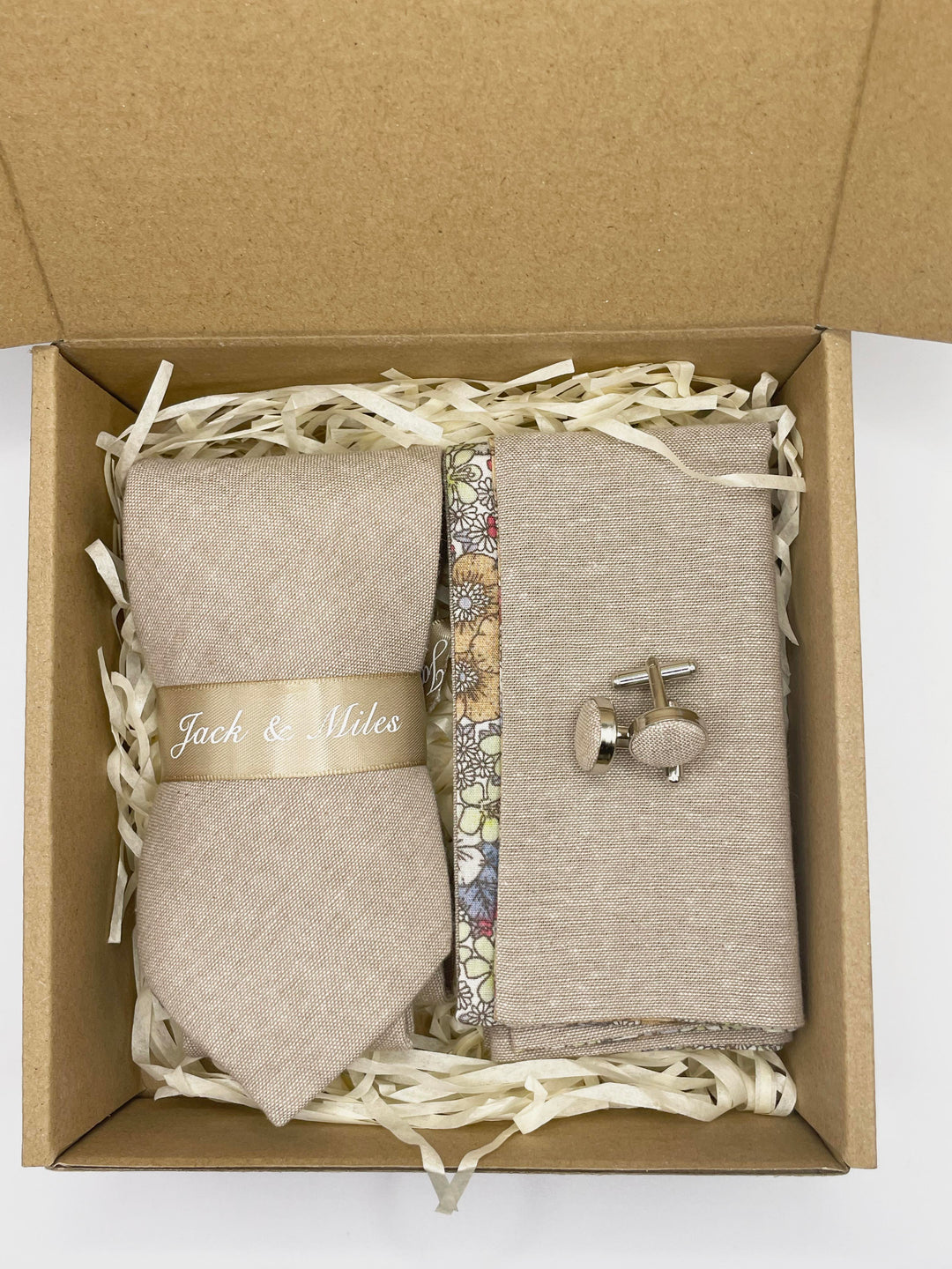 The Taupe Tie Set and Cuff Links - Jack and Miles