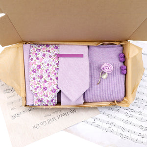 Lilac Garden Sock and Tie Grooms Set - Jack and Miles 