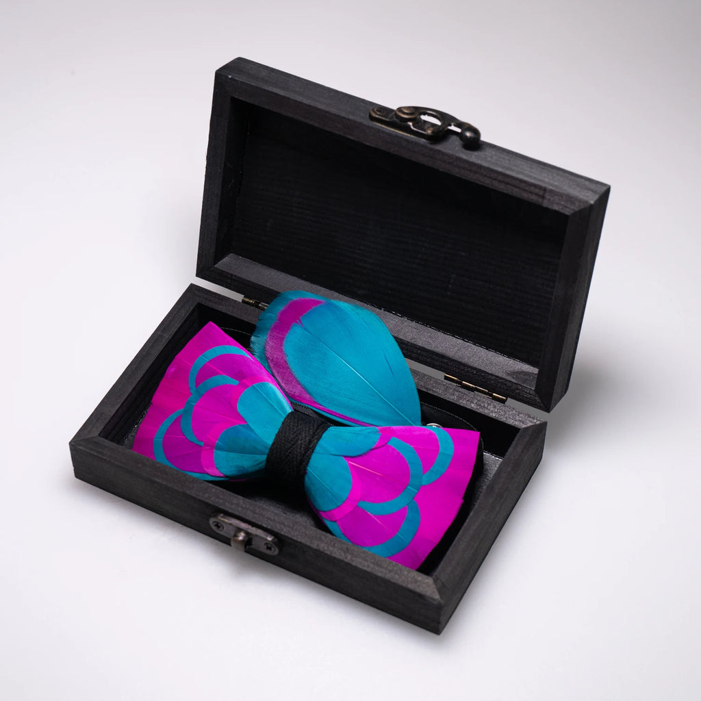 Electric Feather Bow Tie - Bold Choice for Fashion-Forward