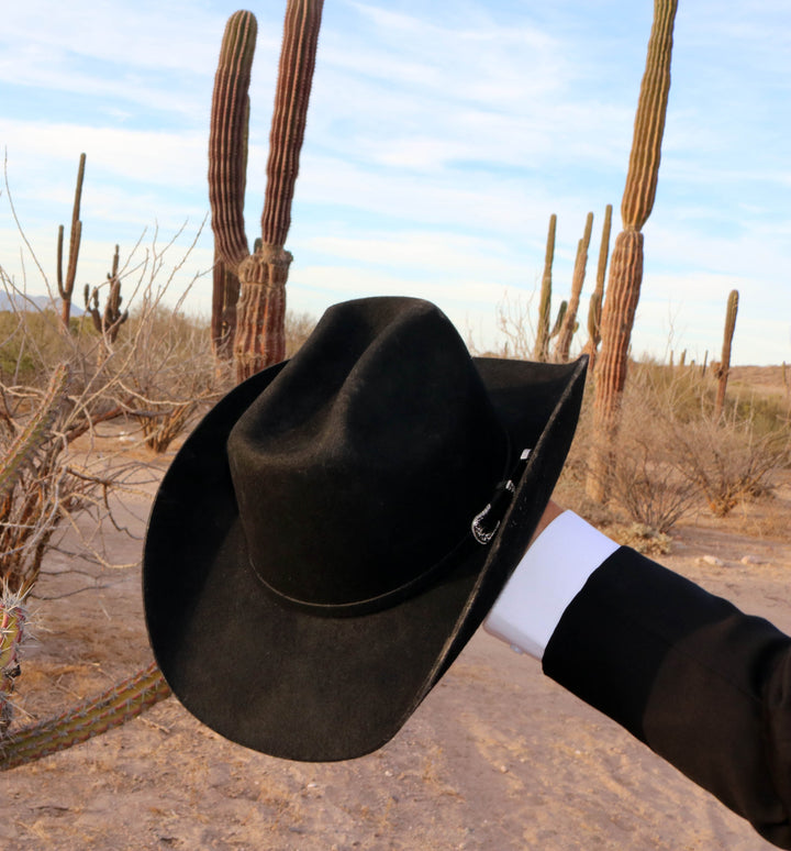 The Cash black western cowboy hat, satin-lined felt cattleman