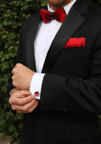 Jaxon Full Tux Set | Feather Bow Tie |+ Pocket Square | + Cuff Links