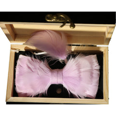 The Derby Rose Lilac Feather Bow Tie