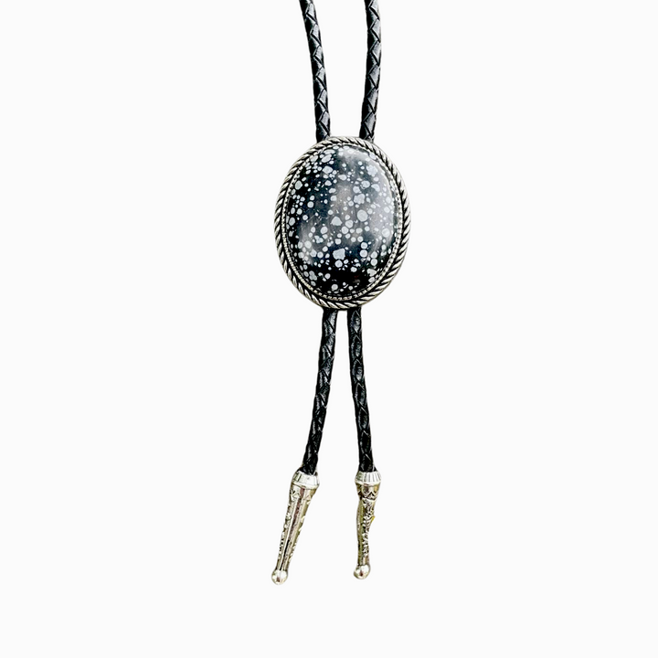 The Silverton- Bolo Tie with Speckled Obsidian