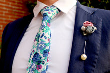 Load image into Gallery viewer, Twilight Blue and Periwinkle Floral Sock and Tie Groom Set - Jack and Miles 