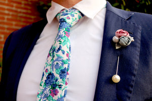Twilight Blue and Periwinkle Floral Sock and Tie Groom Set - Jack and Miles 