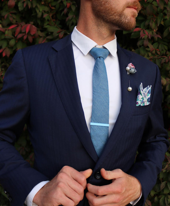 Twilight Blue and Periwinkle Floral Sock and Tie Groom Set - Jack and Miles 