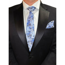 Load image into Gallery viewer, Baby Blue Floral Silk Tie and Mask - Jack and Miles 
