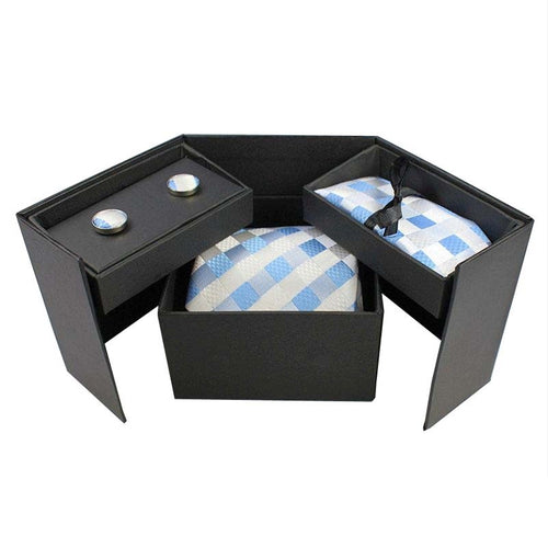 Copy of Tie Cuff Link Collection-  Blue and Gray Checkered - Jack and Miles 