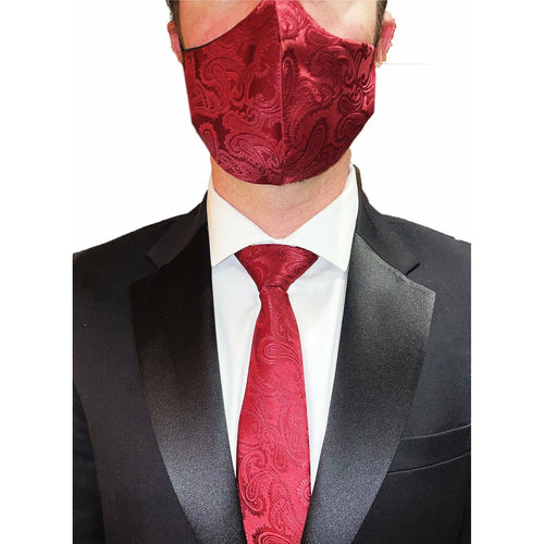 Crimson Paisley Silk Tie and Mask - Jack and Miles 