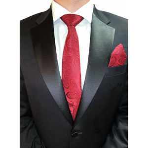 Crimson Paisley Silk Tie and Mask - Jack and Miles 