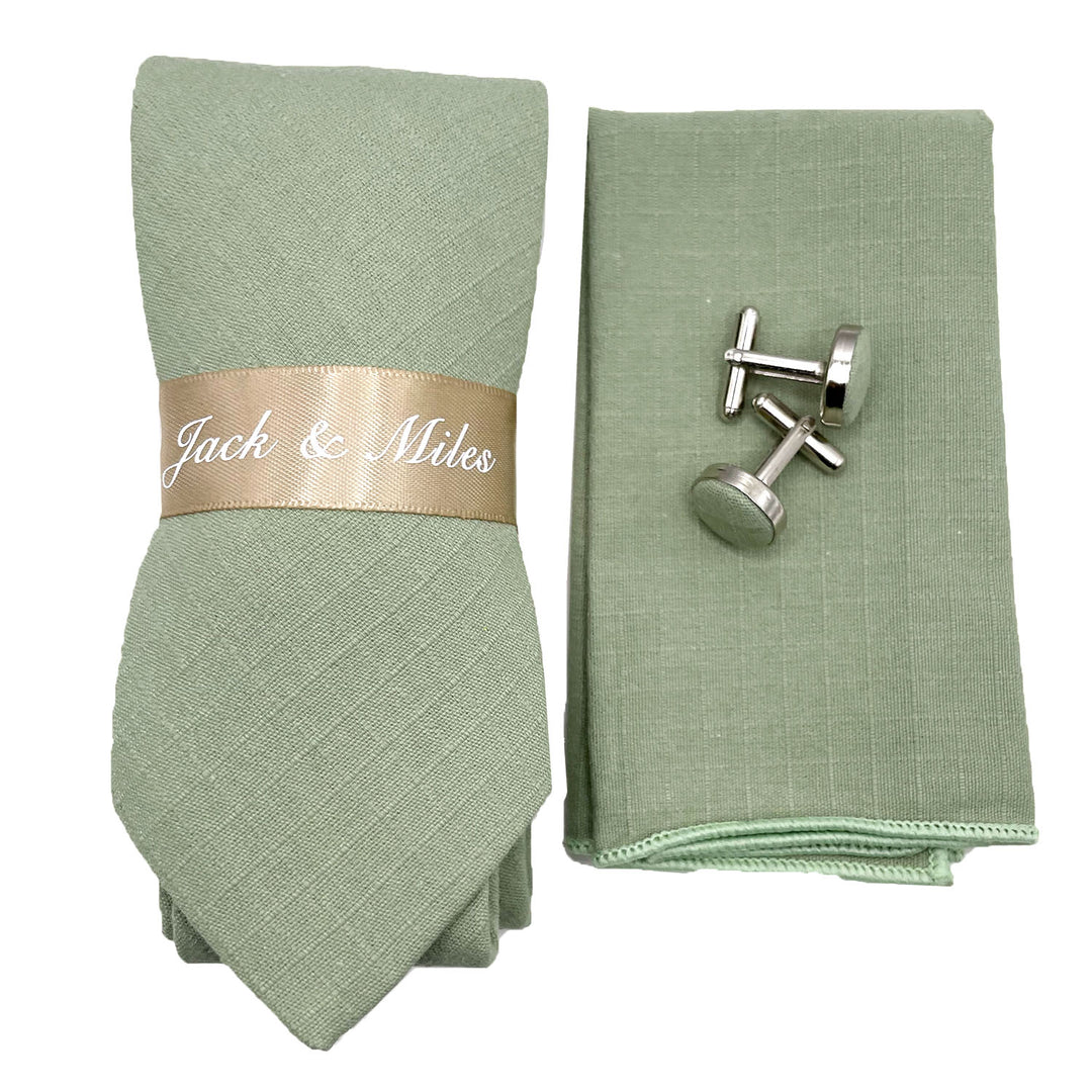 Light Sage Wedding Tie Set - Jack and Miles 