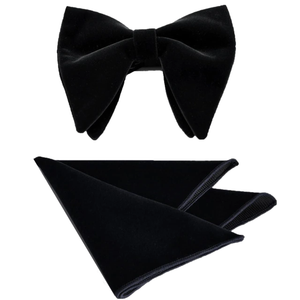 Old Style Black Velvet Big Bow Tie Wedding Set - Jack and Miles 