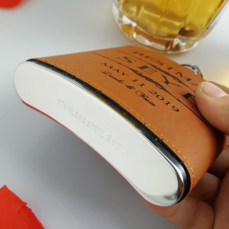 Leather Groomsmen Flask - Jack and Miles 