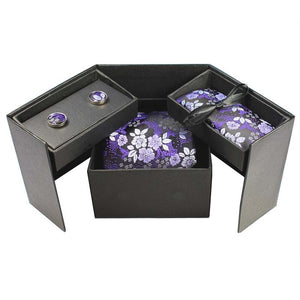 Tie Box Collection- Black and Violet  Floral - Jack and Miles 