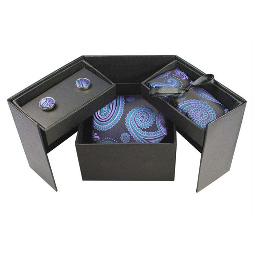 Tie Box Collection-Black and Blue Paisley - Jack and Miles 