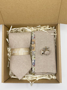 The Taupe Tie Set and Cuff Links - Jack and Miles 